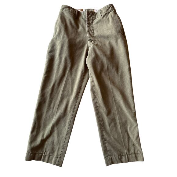 Vintage Wool Olive Green Military OG Fatigue 31x32 Pants - Picture 1 of 10